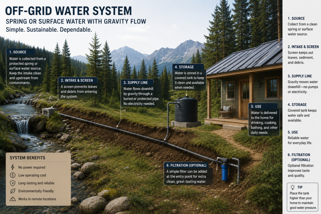 off-grid water gravity